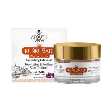 Ayouthveda Kunkumadi Facial Scrub with Walnut Beads & Sunflower Oil to Exfoliate & Brighten Skin