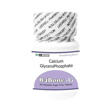 LeeWell B4Bone-G Chelated Calcium Glycero Phospate 345mg - Bone health, Acid Reducer & Interstitial Cystitis Support Chewable Tablet Sugar Free Strawberry