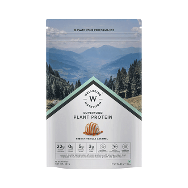 Wellbeing Nutrition Superfood Plant Protein For Muscle Growth & Metabolism | Flavour Powder French Vanilla Caramel