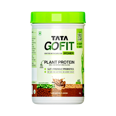 Tata Go Fit Plant Protein for Women, Gut-Friendly Probiotics Cafe Mocha