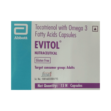 Evitol Tocotrienol Capsule With Omega 3 Fatty Acids Capsules | Gluten Free