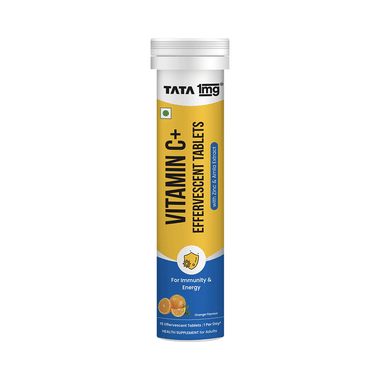 Tata 1mg Vitamin C Effervescent Tablet | Amla & Zinc for Immunity, Skin & Energy | Antioxidant & Collagen Boost Orange