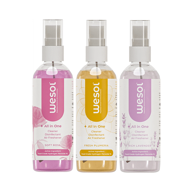 Wesol Food Grade Hydrogen Peroxide 1% All In One Multi Surface Cleaner Liquid, Disinfectant And Air Freshner (100ml Each) Assorted