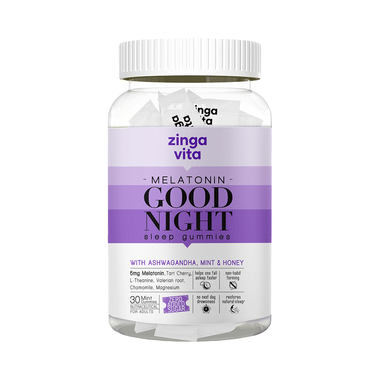 Zingavita Melatonin 5mg Good Night Sleep Gummies With Ashwagandha Mint