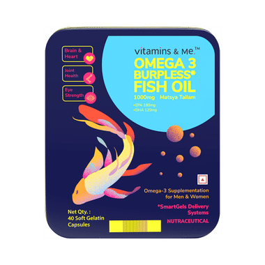 Vitamins & Me Omega 3 Burpless Fish OIl 1000mg Soft Gelatin Capsule (40 Each)