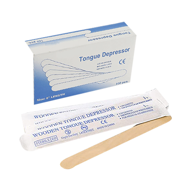 Bos Medicare Surgical Sterile Standard Size Wooden Polished Smooth Edges Tongue Depressor Spatula 100 Piece