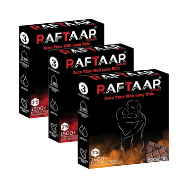 Raftaar Combo Pack of Condom 2 Pcs Strawberry, 1 Pc Chocolate (3 Each)