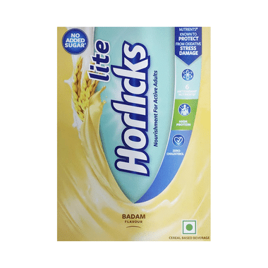 Horlicks Lite With Antioxidant Nutrients, Protein & No Added Sugar For Stamina, Bones, Immunity & Growth Powder Badam