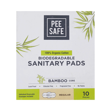 Pee Safe 100% Organic Cotton - Biodegradable Sanitary Pads | Regular