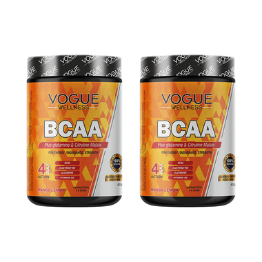 Vogue Wellness BCAA Supplement Boost Strength Stamina Energy Performance Muscle Recovery & Endurance Mango Lemon