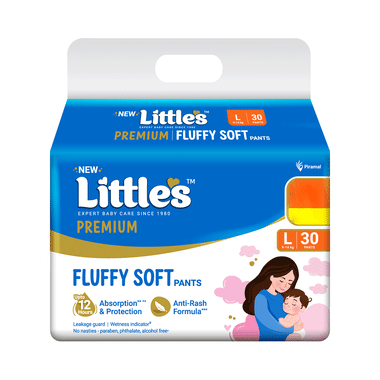 Little's Premium Baby Diaper Pants | Fluffy Soft Pants | Anti Rash - 12Hrs | No Nasties | Large