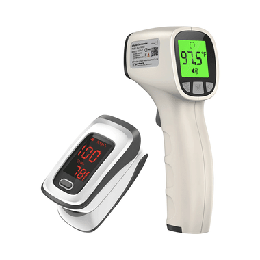 Carent Combo Pack Of 500E Pulse Oximeter & JDPFR202 Digital Infrared Thermometer