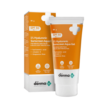 The Derma Co 1% Hyaluronic Sunscreen Aqua Gel With Vitamin E | Fragrance-Free SPF 50 PA++++