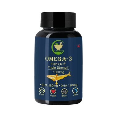 Fij Ayurveda Omega 3 Fish Oil Triple Strength 1000mg Capsule