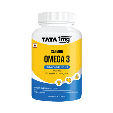 Salmon Omega 3 Fish Oil 1000mg Capsule | High absorption | Helps manage cholesterol | by Tata 1mg