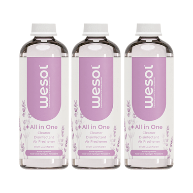 Wesol Food Grade Hydrogen Peroxide 1% All In One Multi Surface Cleaner Liquid, Disinfectant And Air Freshner (500ml Each) Rich Lavender