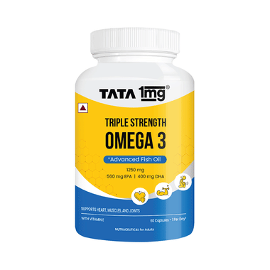 Triple Strength Omega 3 Fish Oil 1250mg | 560mg EPA & 400mg DHA High Strength Capsule | by Tata 1mg