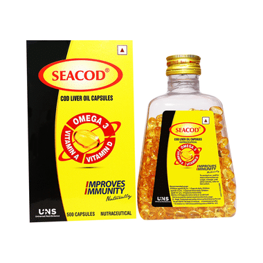 Seacod Cod Liver Oil Capsule 300 Mg | Omega-3, Vitamins D & A | Immune & Heart Health