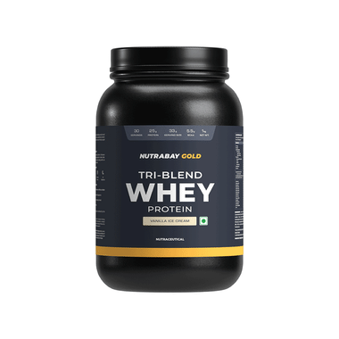 Nutrabay Gold Tri-Blend Whey Protein For Muscle Recovery & Immunity | No Added Sugar | Flavour Vanilla Icecream