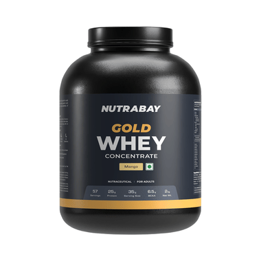 Nutrabay Gold Concentrate Whey Protein For Muscle Recovery | No Added Sugar Powder Mango