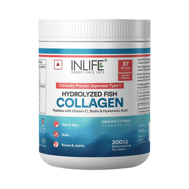 Inlife Japanese Marine Collagen Supplements| Fish Collagen Powder For Skin & Hair Strawberry Lemon
