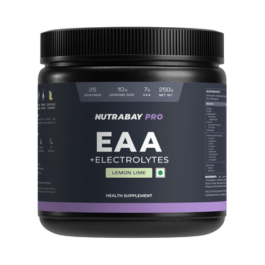 Nutrabay Pro EAA + Electrolytes | Powder For Muscle Recovery & Endurance | Flavour Lemon Lime