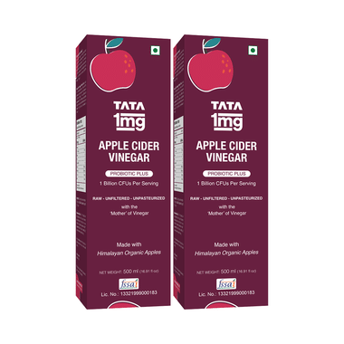 Tata 1mg Apple Cider Vinegar  Probiotic Plus(500ml Each)  | Supports Healthy Weight & Overall Wellbeing | By Tata 1mg