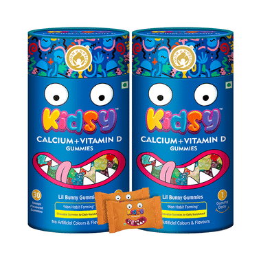 Mom & World Kidsy Calcium + Vitamin D Gummies (30 Each) Mango Flavoured