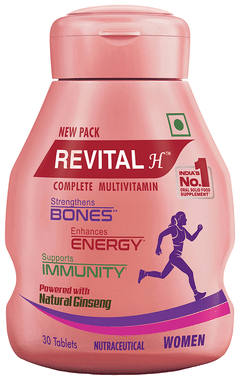 Revital H Woman Tablet with Multivitamins, Calcium, Zinc & Natural Ginseng | For Daily Immunity, Strong Bones & Energy