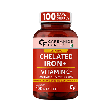 Carbamide Forte Chelated Iron With Folic Acid, Zinc, Vitamin C & B12 For Blood Building & Energy | Tablet