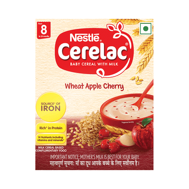 Nestle Cerelac Baby Cereal With Milk From 8 To 24 Months | Rich In Iron | Wheat Apple Cherry