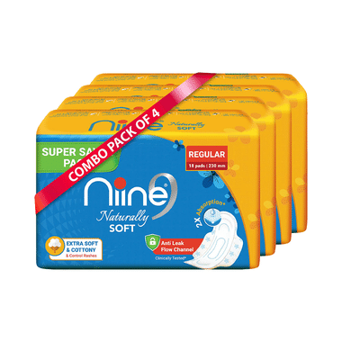 Niine Naturally Soft Pads For Women (18 Each) Regular