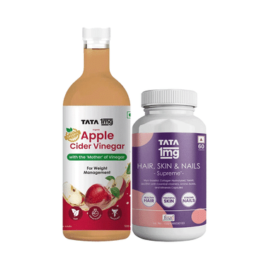 Combo Pack of Tata 1mg Hair, Skin & Nails Supreme Capsule (60) & Organic Apple Cider Vinegar (500ml)