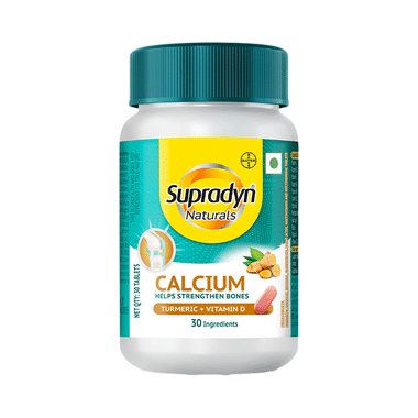 Supradyn Naturals Calcium Turmeric+Vitamin D Tablet For Bones, Joints, And Muscles Care