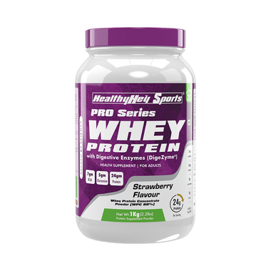 HealthyHey Sports Pro Series Whey Protein Concentrate Powder (WPC 80%) Powder Strawberry