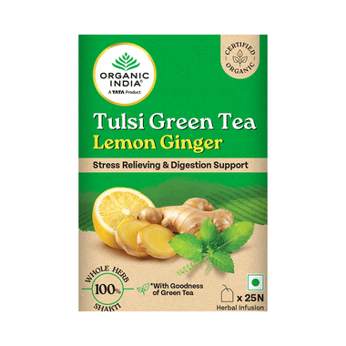 Organic India Tea For Immunity, Antioxidant Support & Stress Relief | Flavour Lemon Ginger Green Tea