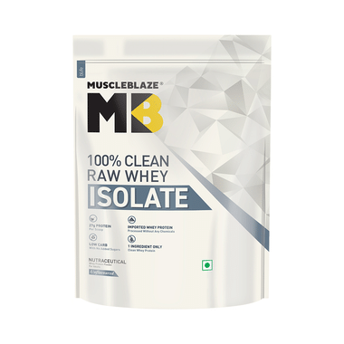 MuscleBlaze Raw Whey Protein Isolate | With Digestive Enzymes & BCAAs | For Muscle Gain | Unflavoured