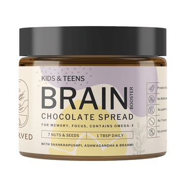 Iyurved Kids & Teens Brain Booster Chocolate Spread | With Brahmi, Omega 3 & Ashwagandha For Memory & Focus