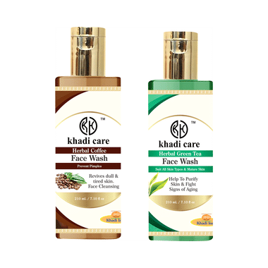 Khadi Care Combo Pack Of  Green Tea And Coffee Face Wash (210ml Each)