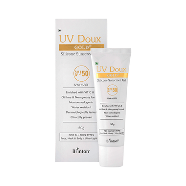 UV Doux Gold Silicone Sunscreen Gel SPF 50 | With Vitamin C & E For All Skin Types