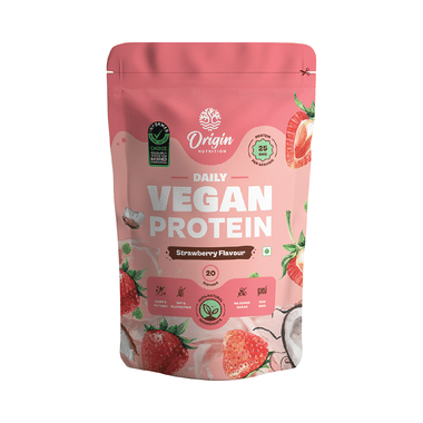 Origin Nutrition Daily Vegan Protein For Digestion, Weight, Heart & Muscles | Flavour Powder Strawberry