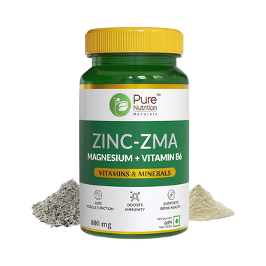 Pure Nutrition Zinc-ZMA with Magnesium & Vitamin B6 for Immunity, Bones & Muscles | Veg Tablet