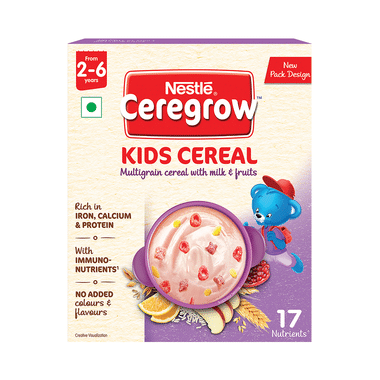 Nestle Ceregrow Multigrain Cereal With Milk & Fruits For 2-6 Years | Rich In Iron