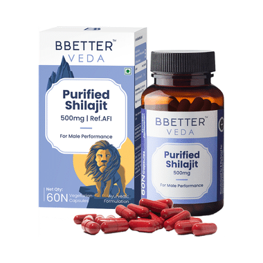 BBetter Veda Purified Shilajit 500mg Vegetarian Capsule