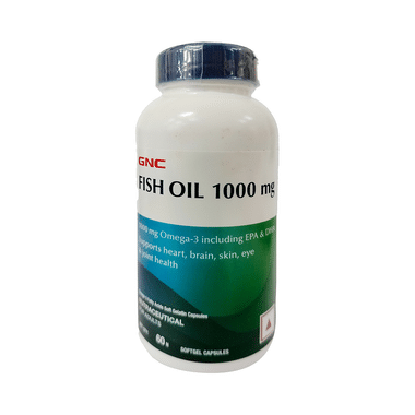 GNC Fish Oil 1000mg With Omega 3 (EPA & DHA) | Softgel Capsule For Heart, Brain, Skin, Eye & Joint Health