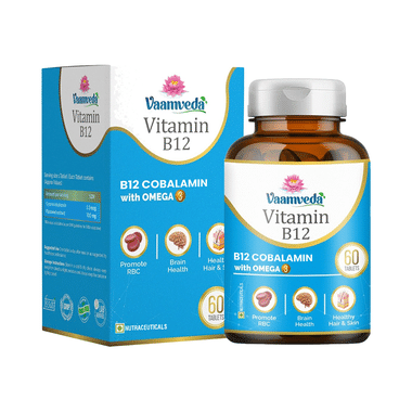 Vaamveda Sublingual Vitamin B12 Supplement Tablet with Omega 3 (60 Each)