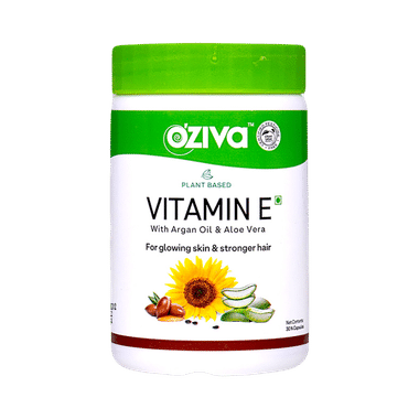 Oziva Plant Based Vitamin E Capsule with Argan Oil & Aloe Vera | For Glowing Skin & Stronger Hair