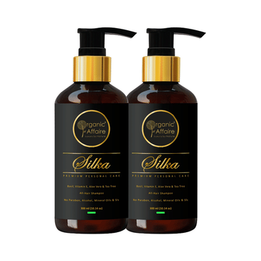 Organic Affaire Silka Shampoo With Basil, Tea Tree & Aloe Vera For Dandruff (300ml Each)
