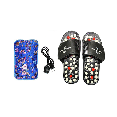 Dominion Care Combo Pack of Accu Paduka Accupressure Massage Slipper & Heating Pad