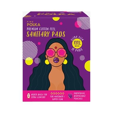 PINQ Polka Premium Cotton Feel Sanitary Pads (10 Each) XXXL